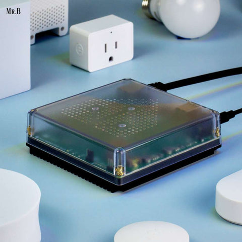 Google launches the Home Assistant Green, a small plastic electronic box with cables connected to the rear.