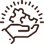 Hand holding puzzle pieces icon