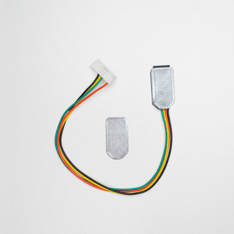 Colorful cable with connectors and a translucent case on a white background