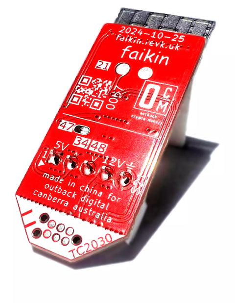 Red Faikin electronic component with text and markings on a white background