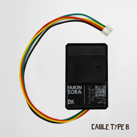 A black rectangular Faikin Sora AC Home Automation kit for Matter with cable adapter white connector, featuring the text 'FAIKIN SORA DK' and 'CABLE TYPE B' on a light gray background.