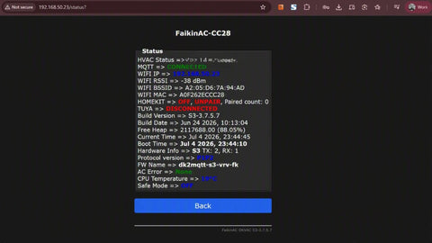 Faikin P1P2 local status page