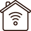 Icon of a house with a Wi-Fi symbol inside, representing home networking or smart home technology.